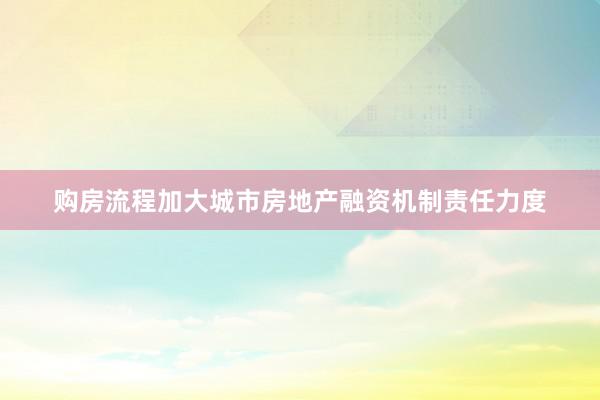 购房流程加大城市房地产融资机制责任力度