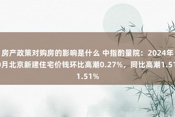 房产政策对购房的影响是什么 中指酌量院：2024年10月北京新建住宅价钱环比高潮0.27%，同比高潮1.51%