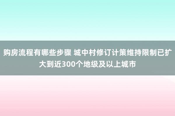 购房流程有哪些步骤 城中村修订计策维持限制已扩大到近300个地级及以上城市