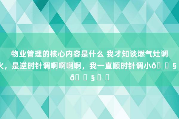 物业管理的核心内容是什么 我才知谈燃气灶调小火，是逆时针调啊啊啊啊，我一直顺时针调小😧 ​​