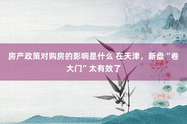 房产政策对购房的影响是什么 在天津，新盘“卷大门”太有效了