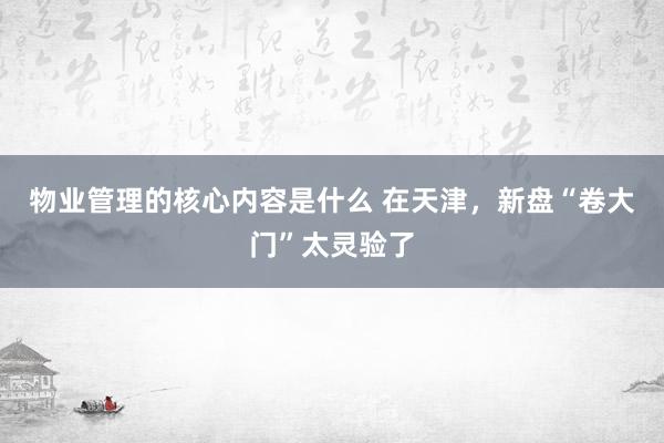 物业管理的核心内容是什么 在天津，新盘“卷大门”太灵验了