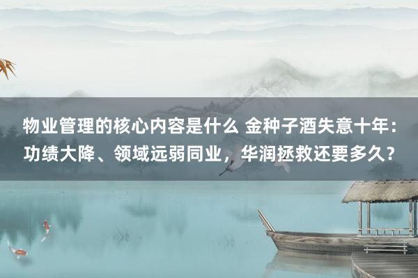 物业管理的核心内容是什么 金种子酒失意十年：功绩大降、领域远弱同业，华润拯救还要多久？