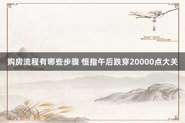 购房流程有哪些步骤 恒指午后跌穿20000点大关