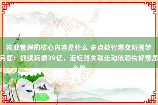 物业管理的核心内容是什么 多点数智港交所圆梦另面：抓续耗损39亿，近粗略关联走动依赖物好意思