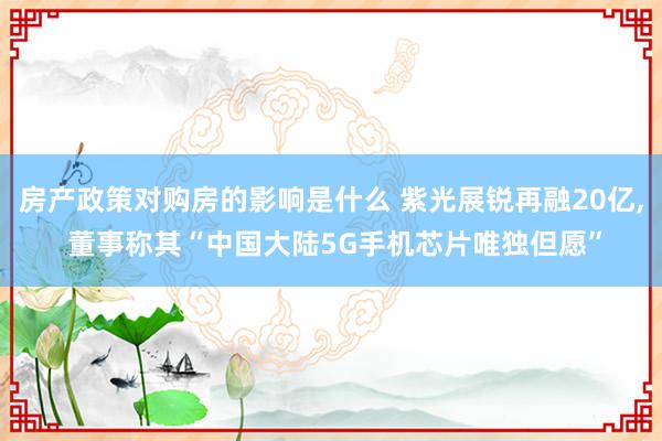 房产政策对购房的影响是什么 紫光展锐再融20亿, 董事称其“中国大陆5G手机芯片唯独但愿”