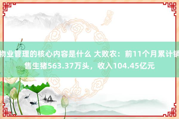 物业管理的核心内容是什么 大败农：前11个月累计销售生猪563.37万头，收入104.45亿元