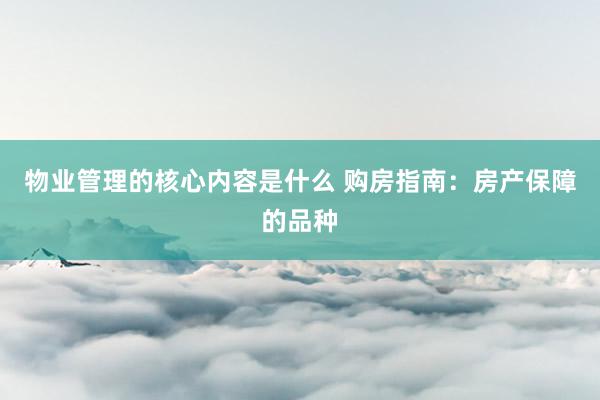 物业管理的核心内容是什么 购房指南：房产保障的品种