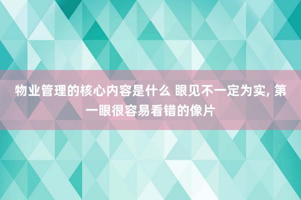 物业管理的核心内容是什么 眼见不一定为实, 第一眼很容易看错的像片