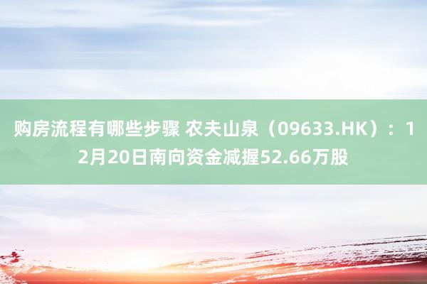 购房流程有哪些步骤 农夫山泉（09633.HK）：12月20日南向资金减握52.66万股