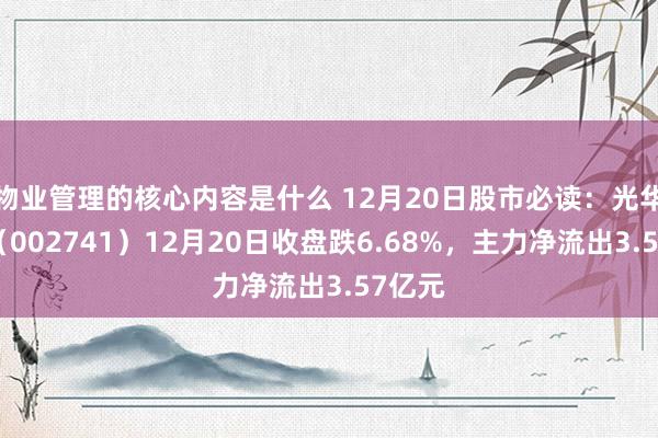 物业管理的核心内容是什么 12月20日股市必读：光华科技（002741）12月20日收盘跌6.68%，主力净流出3.57亿元