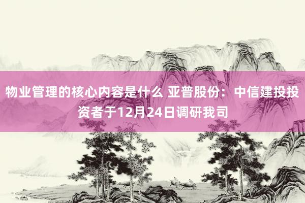 物业管理的核心内容是什么 亚普股份：中信建投投资者于12月24日调研我司