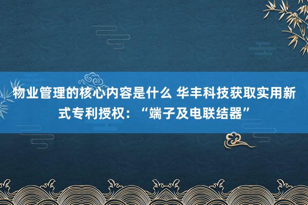 物业管理的核心内容是什么 华丰科技获取实用新式专利授权：“端子及电联结器”