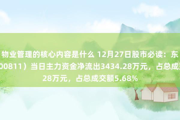 物业管理的核心内容是什么 12月27日股市必读：东方集团（600811）当日主力资金净流出3434.28万元，占总成交额5.68%