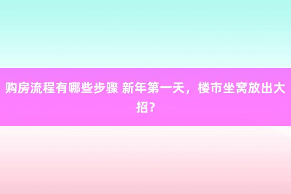 购房流程有哪些步骤 新年第一天，楼市坐窝放出大招？