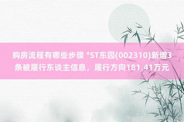 购房流程有哪些步骤 *ST东园(002310)新增3条被履行东谈主信息，履行方向181.41万元