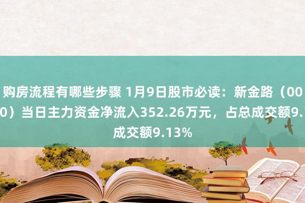 购房流程有哪些步骤 1月9日股市必读：新金路（000510）当日主力资金净流入352.26万元，占总成交额9.13%