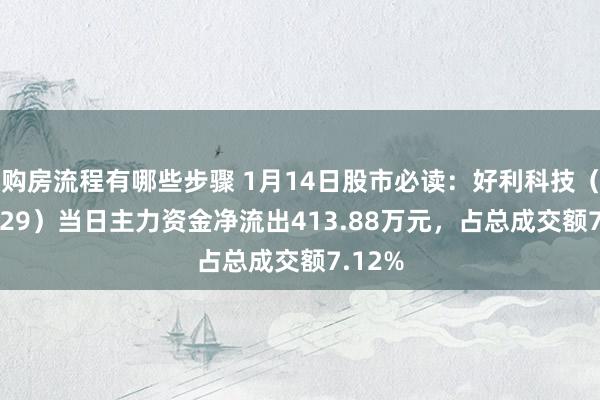 购房流程有哪些步骤 1月14日股市必读：好利科技（002729）当日主力资金净流出413.88万元，占总成交额7.12%