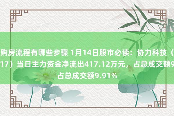 购房流程有哪些步骤 1月14日股市必读：协力科技（603917）当日主力资金净流出417.12万元，占总成交额9.91%