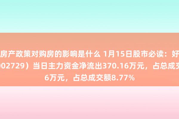 房产政策对购房的影响是什么 1月15日股市必读：好利科技（002729）当日主力资金净流出370.16万元，占总成交额8.77%