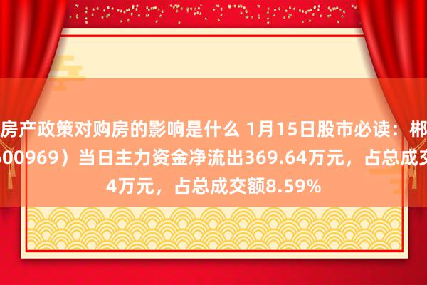 房产政策对购房的影响是什么 1月15日股市必读：郴电外洋（600969）当日主力资金净流出369.64万元，占总成交额8.59%