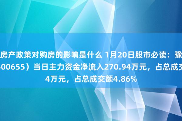 房产政策对购房的影响是什么 1月20日股市必读：豫园股份（600655）当日主力资金净流入270.94万元，占总成交额4.86%