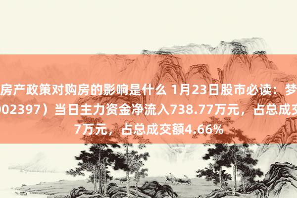 房产政策对购房的影响是什么 1月23日股市必读：梦洁股份（002397）当日主力资金净流入738.77万元，占总成交额4.66%