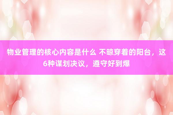 物业管理的核心内容是什么 不晾穿着的阳台，这6种谋划决议，遵守好到爆