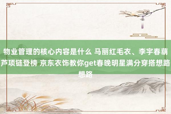 物业管理的核心内容是什么 马丽红毛衣、李宇春葫芦项链登榜 京东衣饰教你get春晚明星满分穿搭想路