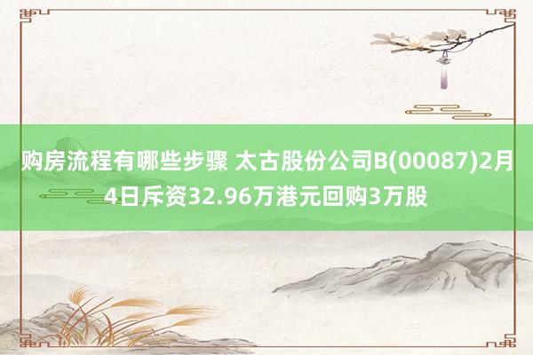 购房流程有哪些步骤 太古股份公司B(00087)2月4日斥资32.96万港元回购3万股