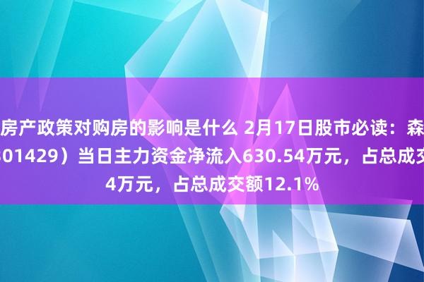 房产政策对购房的影响是什么 2月17日股市必读：森泰股份（301429）当日主力资金净流入630.54万元，占总成交额12.1%