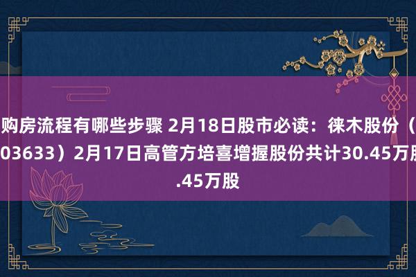 购房流程有哪些步骤 2月18日股市必读：徕木股份（603633）2月17日高管方培喜增握股份共计30.45万股