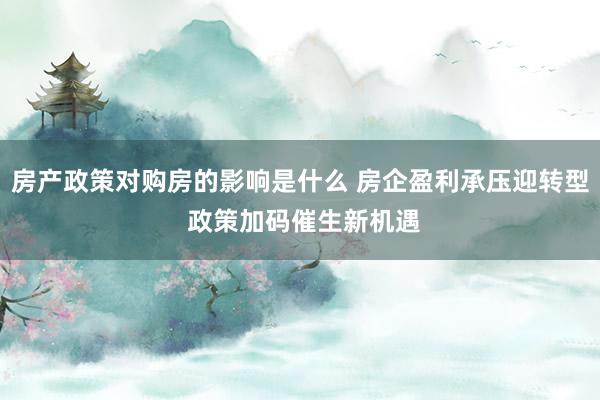 房产政策对购房的影响是什么 房企盈利承压迎转型 政策加码催生新机遇