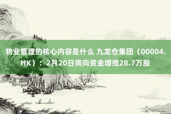 物业管理的核心内容是什么 九龙仓集团（00004.HK）：2月20日南向资金增捏28.7万股