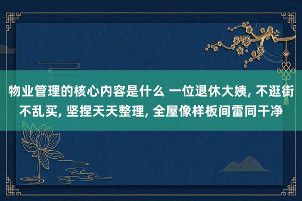 物业管理的核心内容是什么 一位退休大姨, 不逛街不乱买, 坚捏天天整理, 全屋像样板间雷同干净