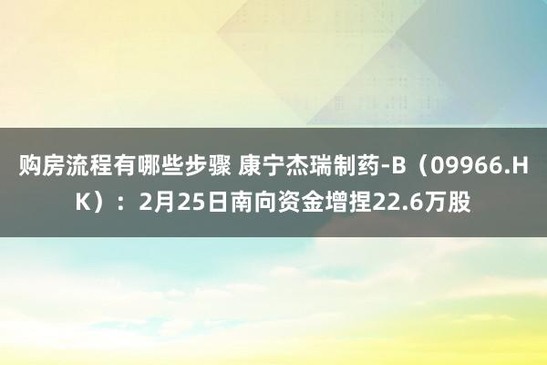 购房流程有哪些步骤 康宁杰瑞制药-B（09966.HK）：2月25日南向资金增捏22.6万股