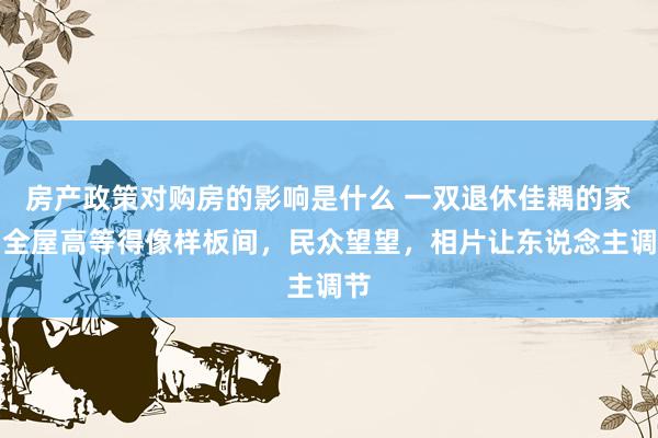 房产政策对购房的影响是什么 一双退休佳耦的家，全屋高等得像样板间，民众望望，相片让东说念主调节