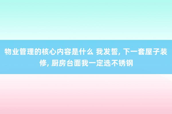 物业管理的核心内容是什么 我发誓, 下一套屋子装修, 厨房台面我一定选不锈钢