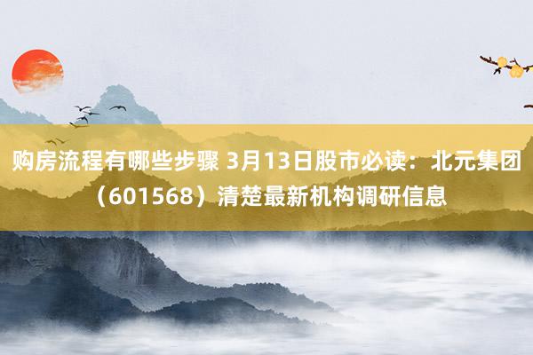 购房流程有哪些步骤 3月13日股市必读：北元集团（601568）清楚最新机构调研信息